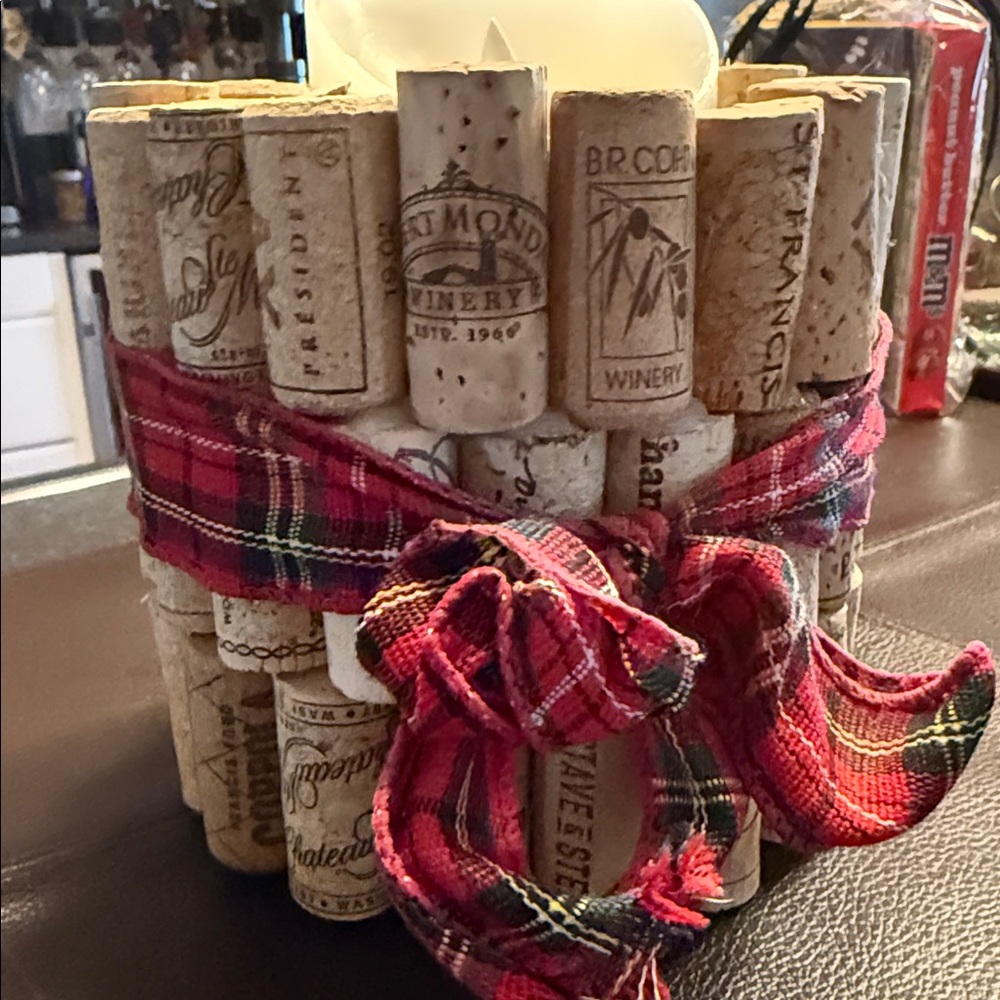 Hand made Wine Cork Candle Holder